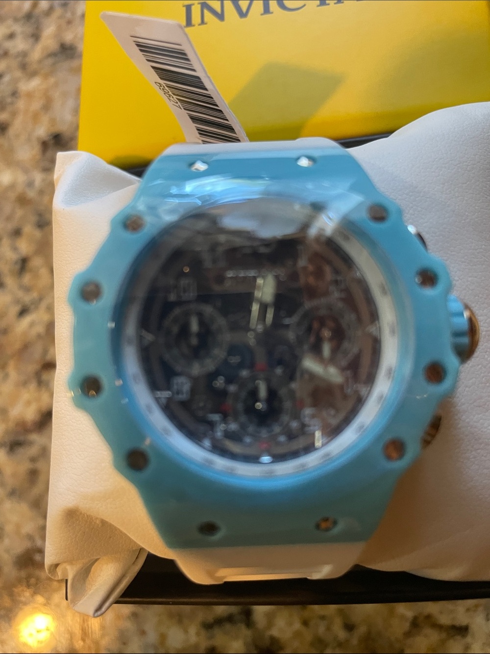 Invicta Racing Light Blue and White Chronograph Silicone Band Watch - Picture 2 of 3